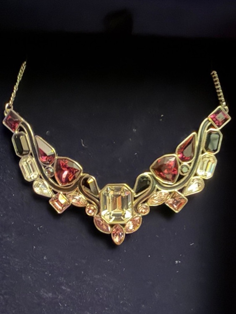 Swarovski Gold-Tone Necklace with Pink and Clear Crystals